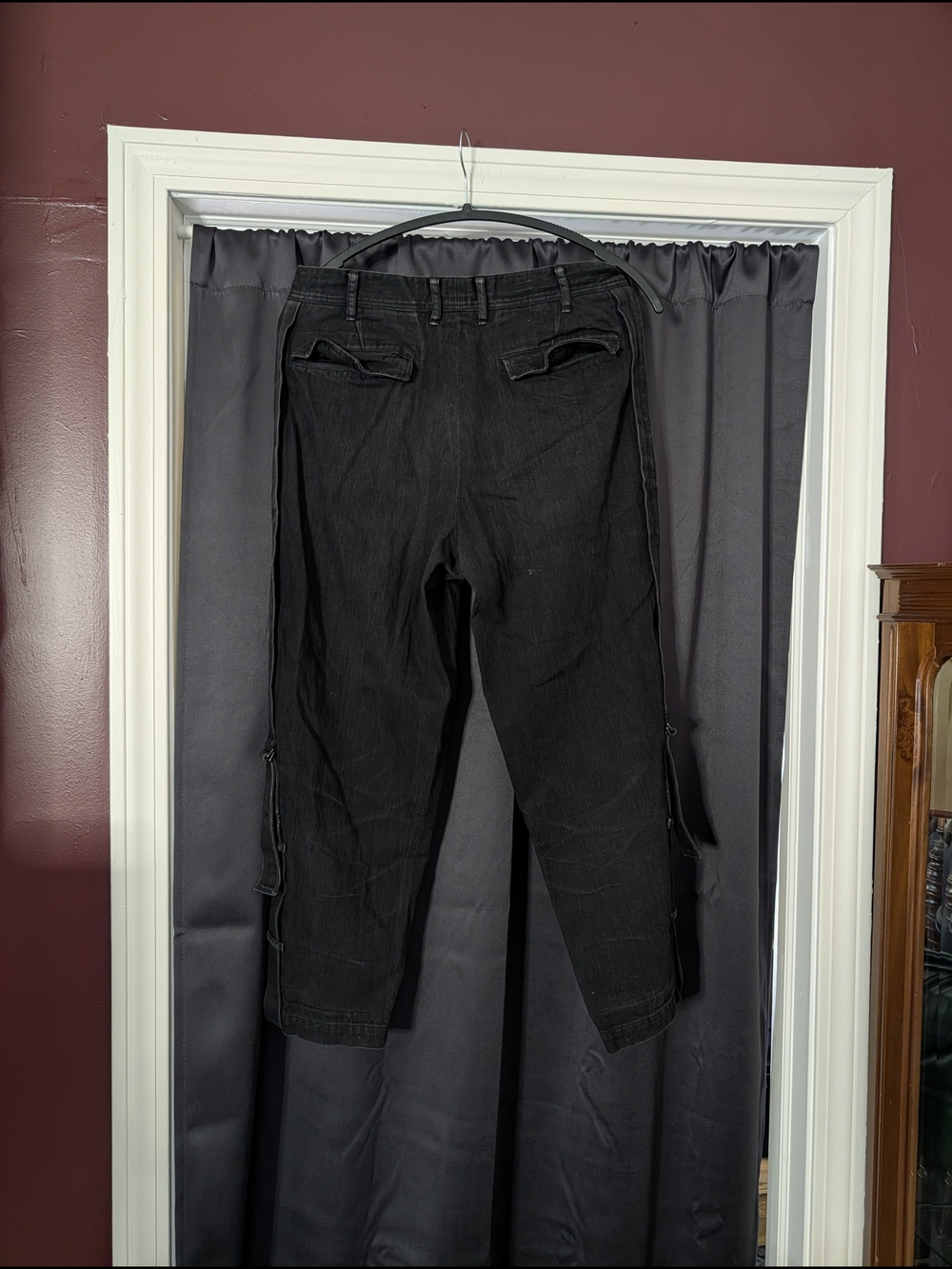Yohji Yamamoto Men's Black Bondage Strap Buckle Straight-Leg Jeans Japan Sz 2 - Picture 7 of 16